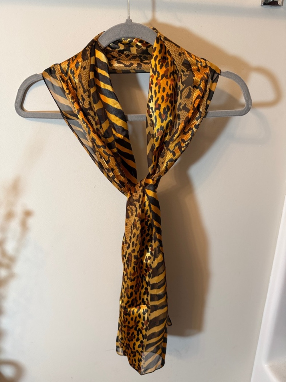 Vintage Animal Print Lightweight Women's Scarf in Gold & Brown